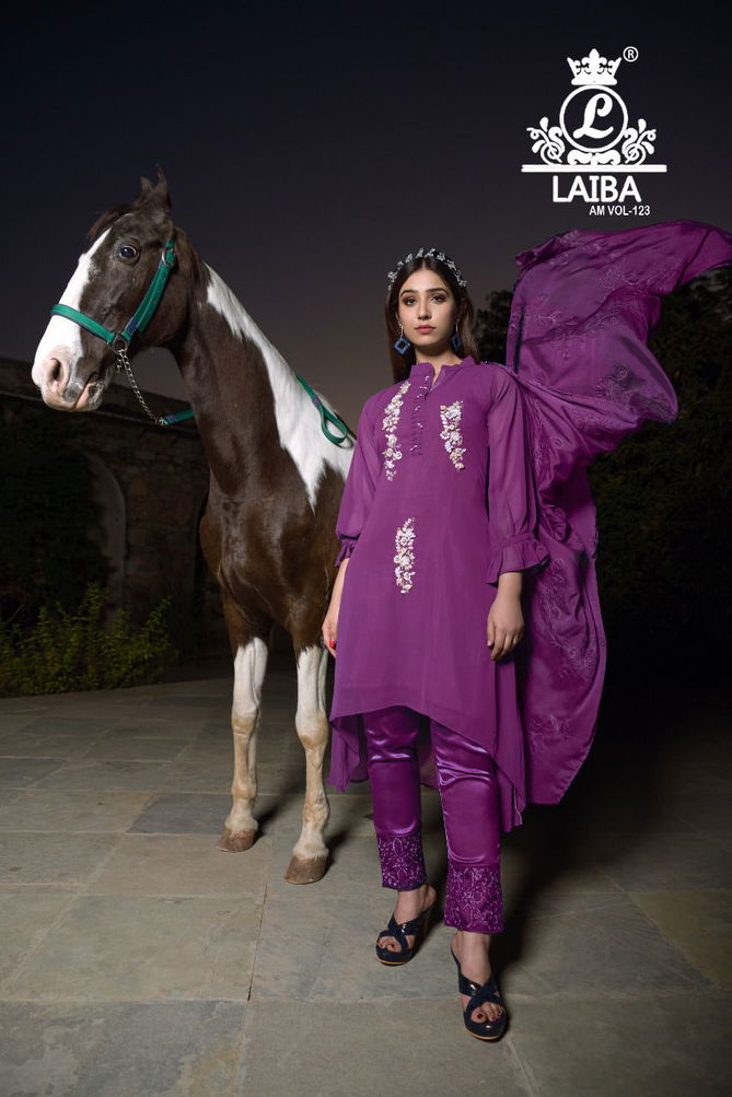 Laiba The Designer Studio Am 123 Georgette Designer Ready Made Suit Collection